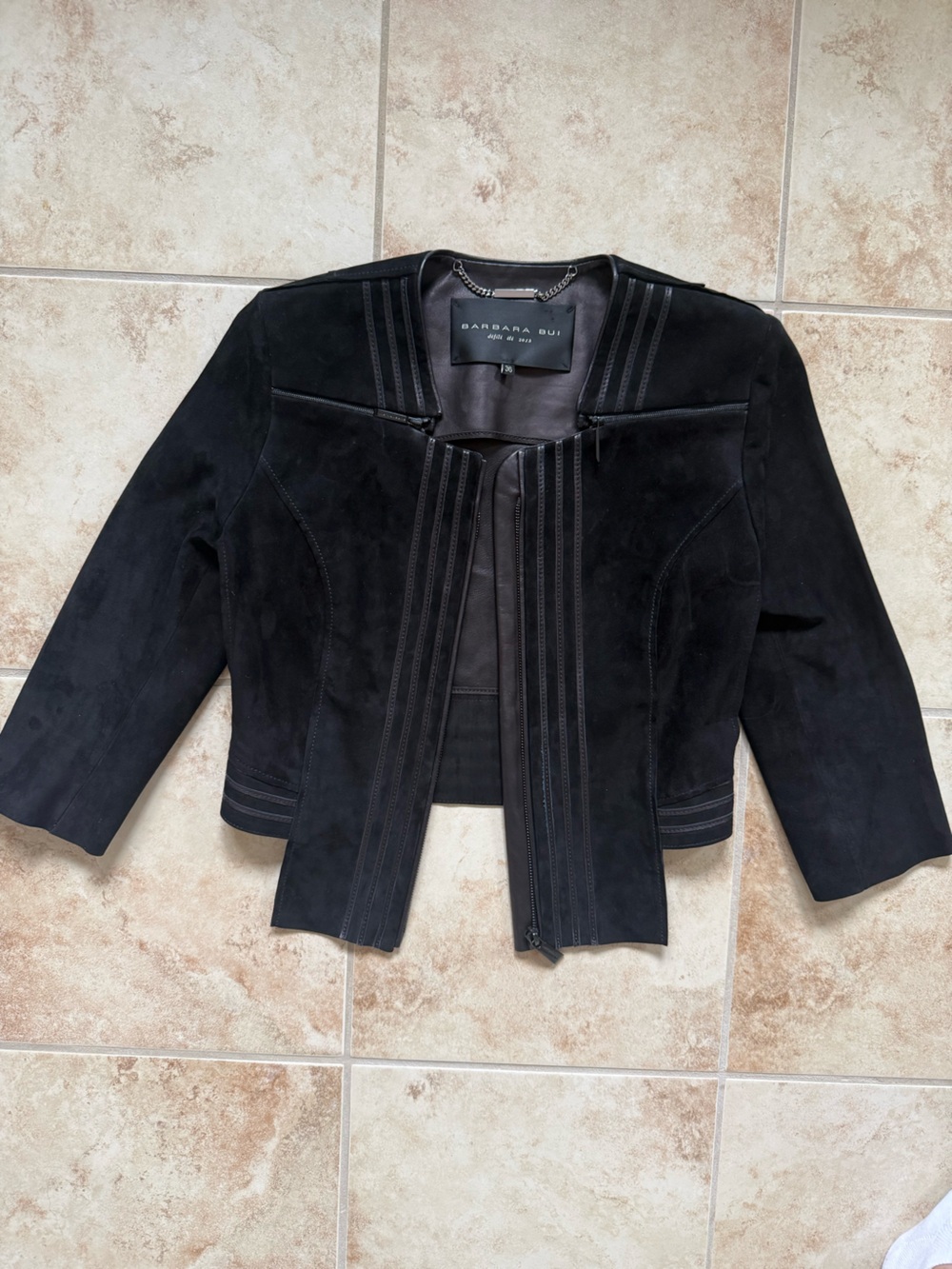 Barbara Bui Défilé 2013 Runway Lamb Leather Suede Moto Jacket 36
